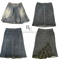 Y2K Paris Hilton Era Girl Denim Midi Skirts RE-327..