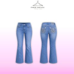 Y2k emblieshed flared jeans