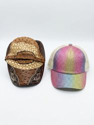 (FV1498)     Glitter Rainbow Trucker Cap Bundle | ..