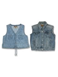 (FV-1495) Y2K Denim Waistcoat