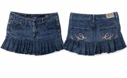 CR1676 UPCYCLED PLEATED DENIM-MINIROCK