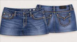 CR1678 UPCYCLED DENIM MINI SKIRT