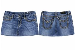 CR1678 UPCYCLED DENIM MINI SKIRT