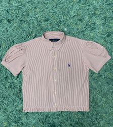 Upcycled Ralph Lauren Puff Sleeve Crop Shirt (DV -..