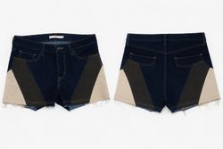 CR1679 UPCYCLED PANEL DENIM SHORTS