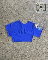 Upcycled Graphic Assymetrical Crop Top