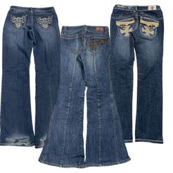 Women’s Y2K Embellished Bootcut Flared Jeans (W-5)