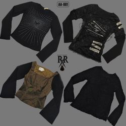 Y2K Black Gothic Girl Era Full Sleeve Tops (AA-881..