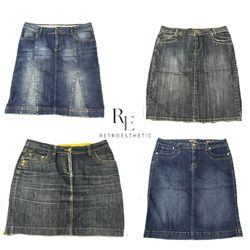 Y2K Paris Hilton Era Girl Denim Midi Skirts R-E-32..