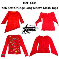Y2K Soft Grunge Long Sleeves Mesh Tops (B2F-008)