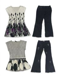 (FV-1510)     Y2K Boho Knit Top & Flare Pants Bund..