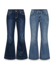(FV-1506) Y2K Flared Back-pocket Embellishment Det..