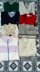 Suéter Lacoste mistura gola redonda cardigã 1/4 zi..