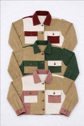 CR1692 UPCYCLED TWO-TONE UTILITY CROPPED JACKET