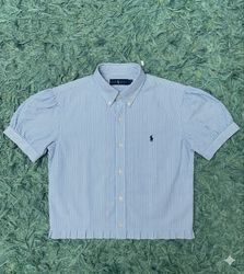 Upcycled Ralph Lauren Puff Sleeve Crop Shirt (DV -..