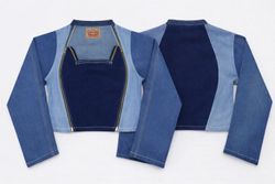 CR1695 UPCYCLED STRUCTURED DENIM JACKET