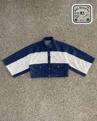 Upcycled Denim Lace Cropped Jacket
