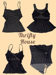 Just £4PP; All Black Y2k Tops(TH/418)