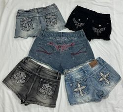 Y2K Denim Sexy Short Embellished B# 096