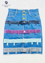 UPCYCLED Multi - Belt Denim Skirts - EVR0557