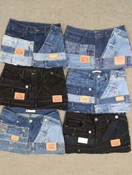 HD1474 Ladies Upcycled Levi's Belted Skirts
