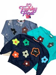 Upcycled Nike Flower Patchwork Sweatshirt