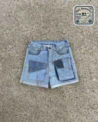 Upcycled Multi-Pocket Denim Shorts
