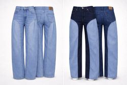 CR1711 UPCYCLED CONTRAST PANEL DENIM JEANS