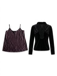 (FV1542) 90s Vintage Style Gothic Velvet Tops