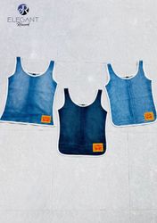 UPCYCLED Denim Tank Tops With Pipping - EVR0587