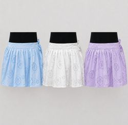CR1728 Upcycled Eyelet Wrap Mini Skirt
