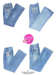 Y2k signature embellished flared jeans