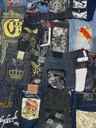Hiphop Embroidery Branded Jeans. Y2K