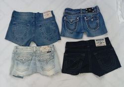 CR8775 UPCYCLED MIX BRANDED MINI DENIM SKIRTS