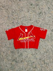 Upcycled Baseball Jersey Crop Tops with Elastic He..