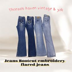 TH # 011     Vintage Embroidered Flared Bootcut Je..