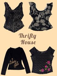 Indie Sleaze Y2k Black Tops(TH/435)