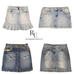 Y2k Paris Hilton Era Girl Denim Midi Skirts RE-330..