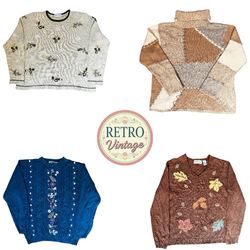 Handcrafted Floral & Abstract Vintage Pullovers |E..