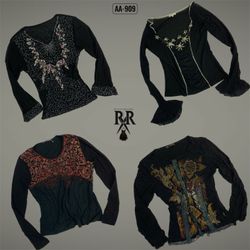 Y2K Black Rave Full Sleeve Tops (AA-909)