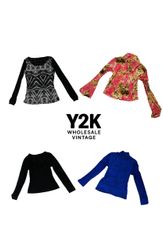Y2K European Mesh Long sleep Tops (YWV38)
