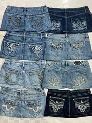 R539 Upcycled Ladies Embellished Micro Mini Skirts