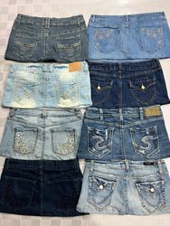R542 Upcycled Ladies Embellished Micro Mini Skirts