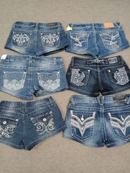 HD1478 Ladies Upcycled Y2K Embellished Denim Micro..