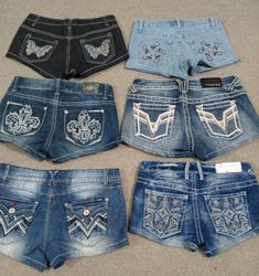 HD1477 Ladies Upcycled Y2K Embellished Denim Micro..