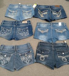 HD1476 Ladies Upcycled Y2K Embellished Denim Micro..