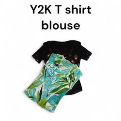 Y2K T shirt blouse and long sleeve blouse