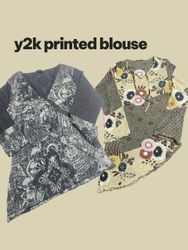 y2k printed blouse