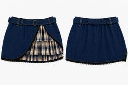 CR1767 Upcycled Denim Layered Skirt