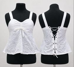 CR1768 Upcycled Eyelet Lace Corset Top
